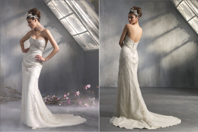  a photograph of her actual wedding dress this beaded beauty by Lazaro 