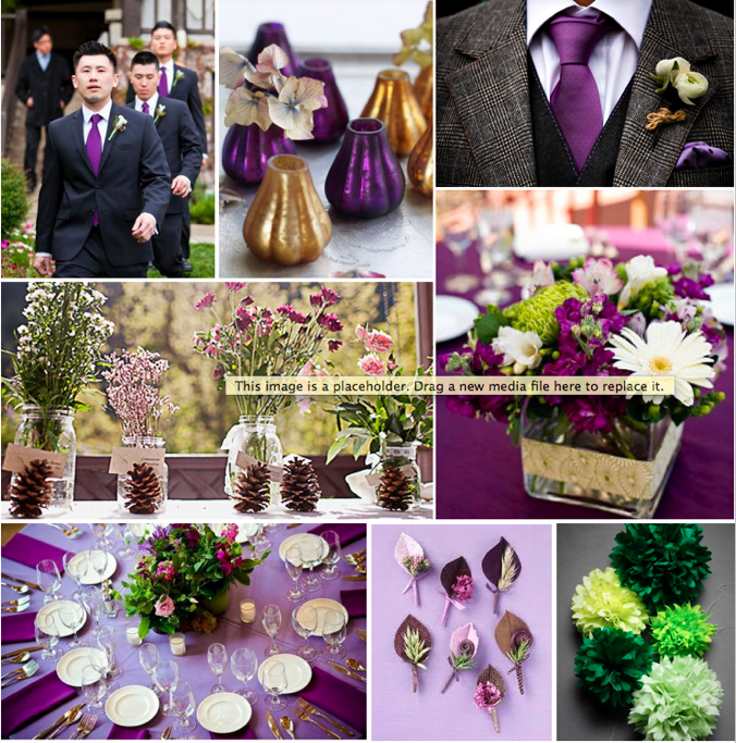Plum Gold and Green Wedding Inspiration Board