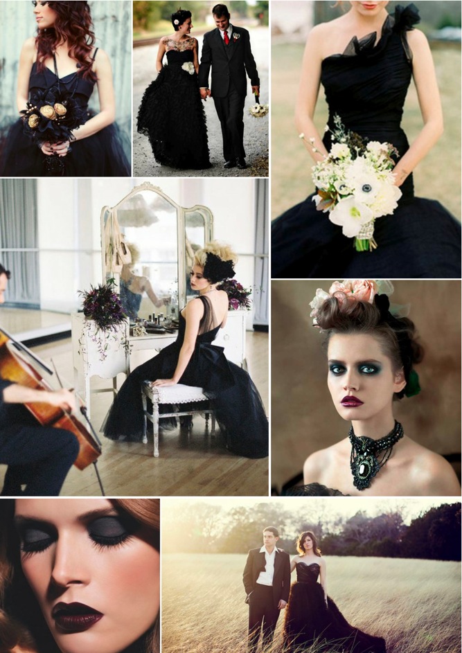 Check out this inspiration board full of brides in beautiful black wedding