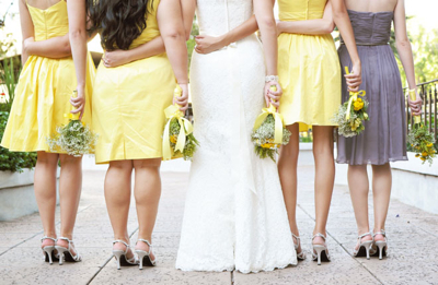 yellow and grey bridesmaids