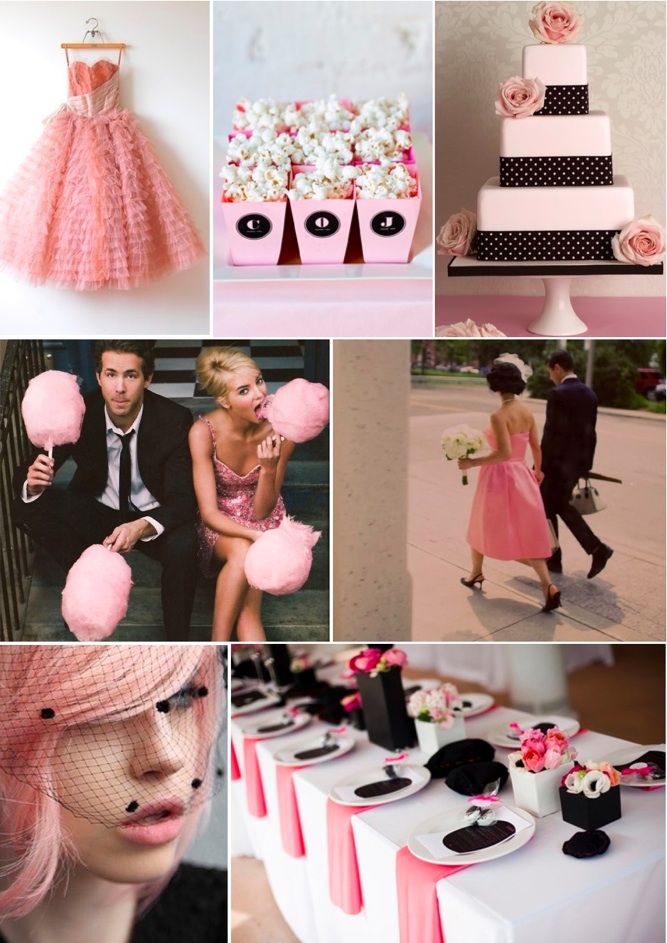 pink ruffly dress via E Tells Tales popcorn via Inspired Bride polka dot 