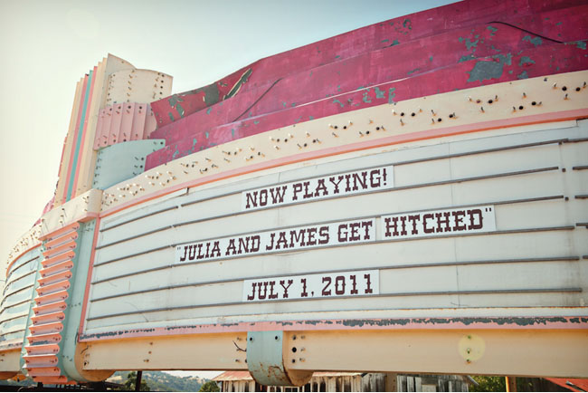 cinema wedding sign