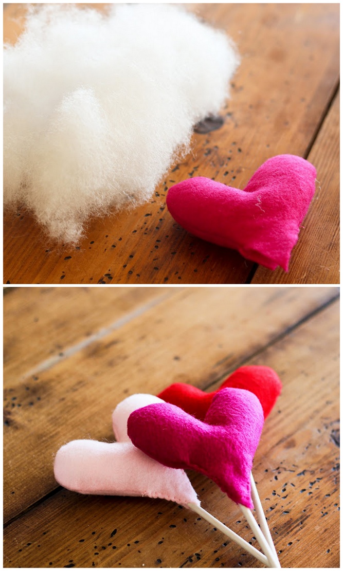 puffy fabric heart cake topper DIY