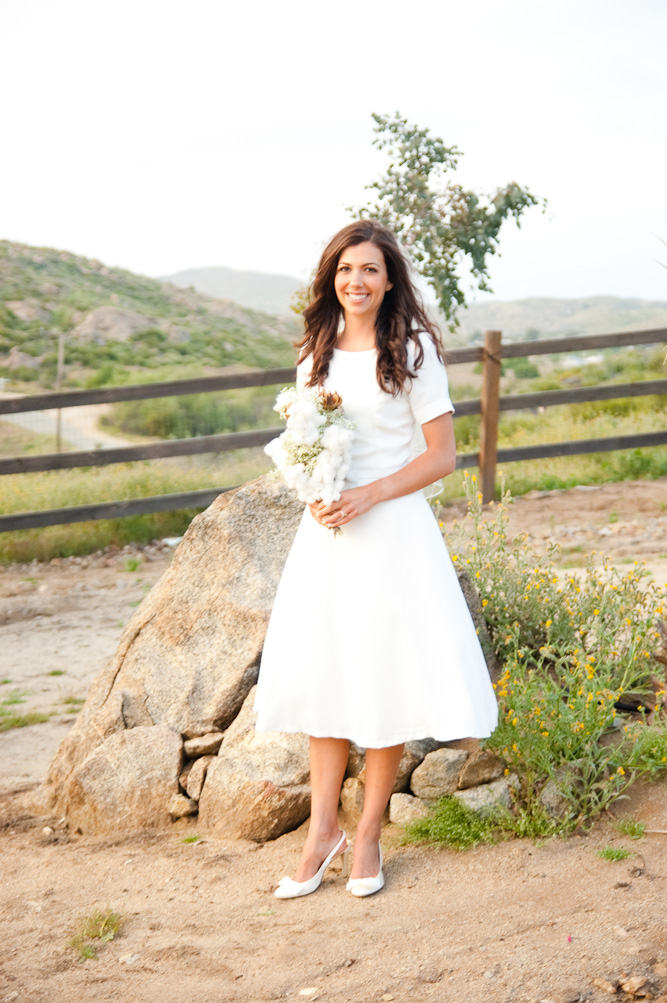 50s inspired bride and short wedding dress
