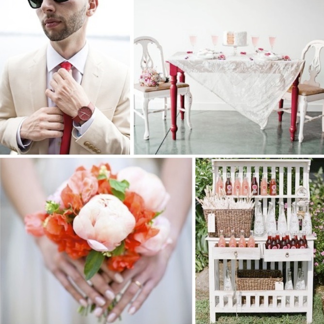 red and blush pink wedding inspiration board
