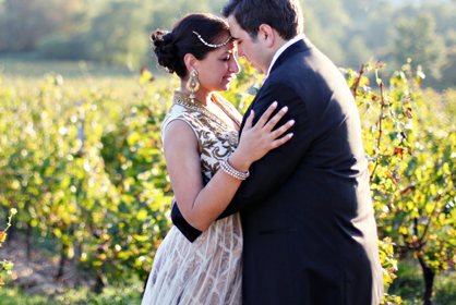 purple and gold vineyard wedding in France
