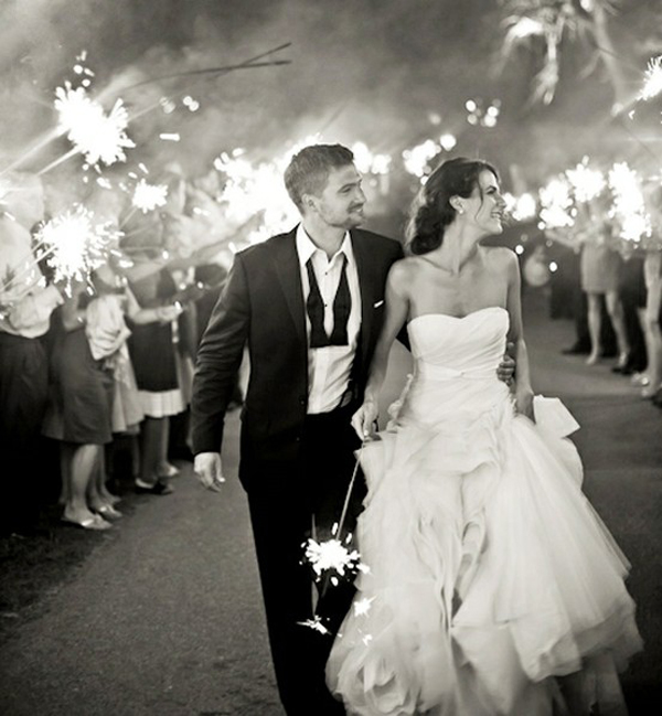 sparkler exit from wedding photo by amy-and-stuart
