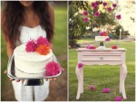pom pom cake topper and wedding decor