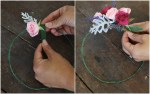 Wild roses and lavender floral crown, floral garland, floral wreath DIY tutorial (19)