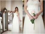 bride in polka dot wedding dress
