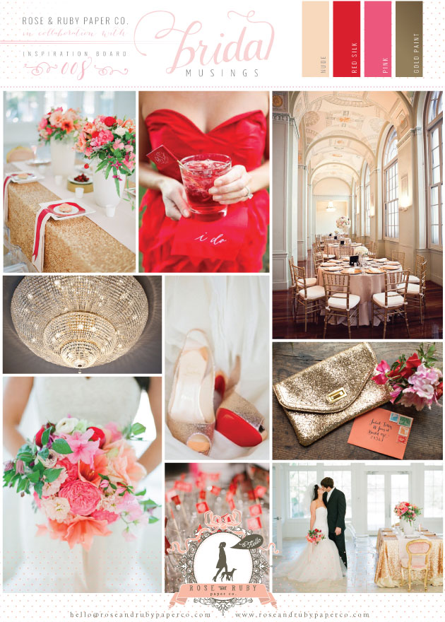 red, pink and gold wedding inspiration and ideas