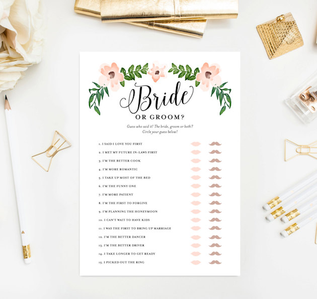 10 Of The Best Bridal Shower Games & Bachelorette Party Printables -  Confetti Fields