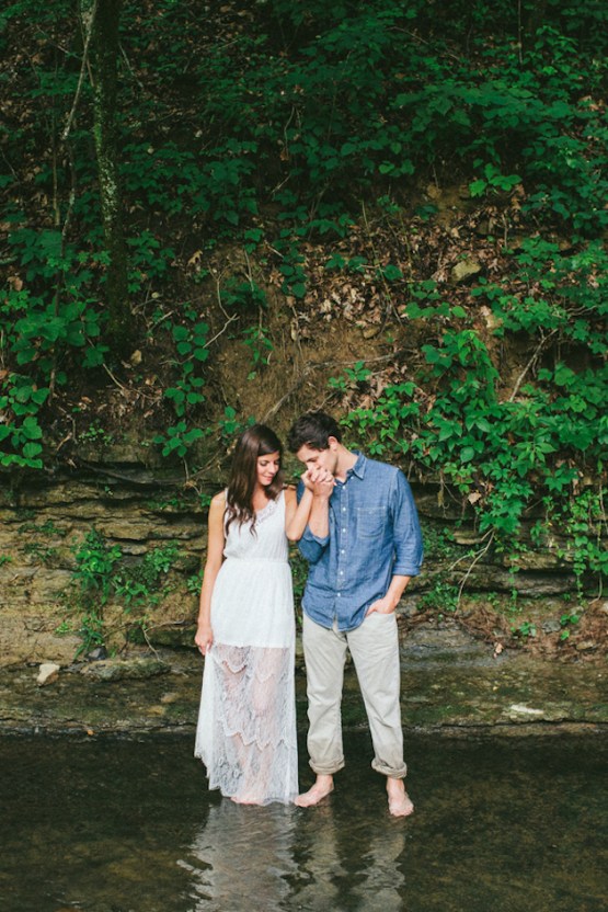 Fun, Dreamy, Gorgeous Creek and Meadow Engagement Shoot