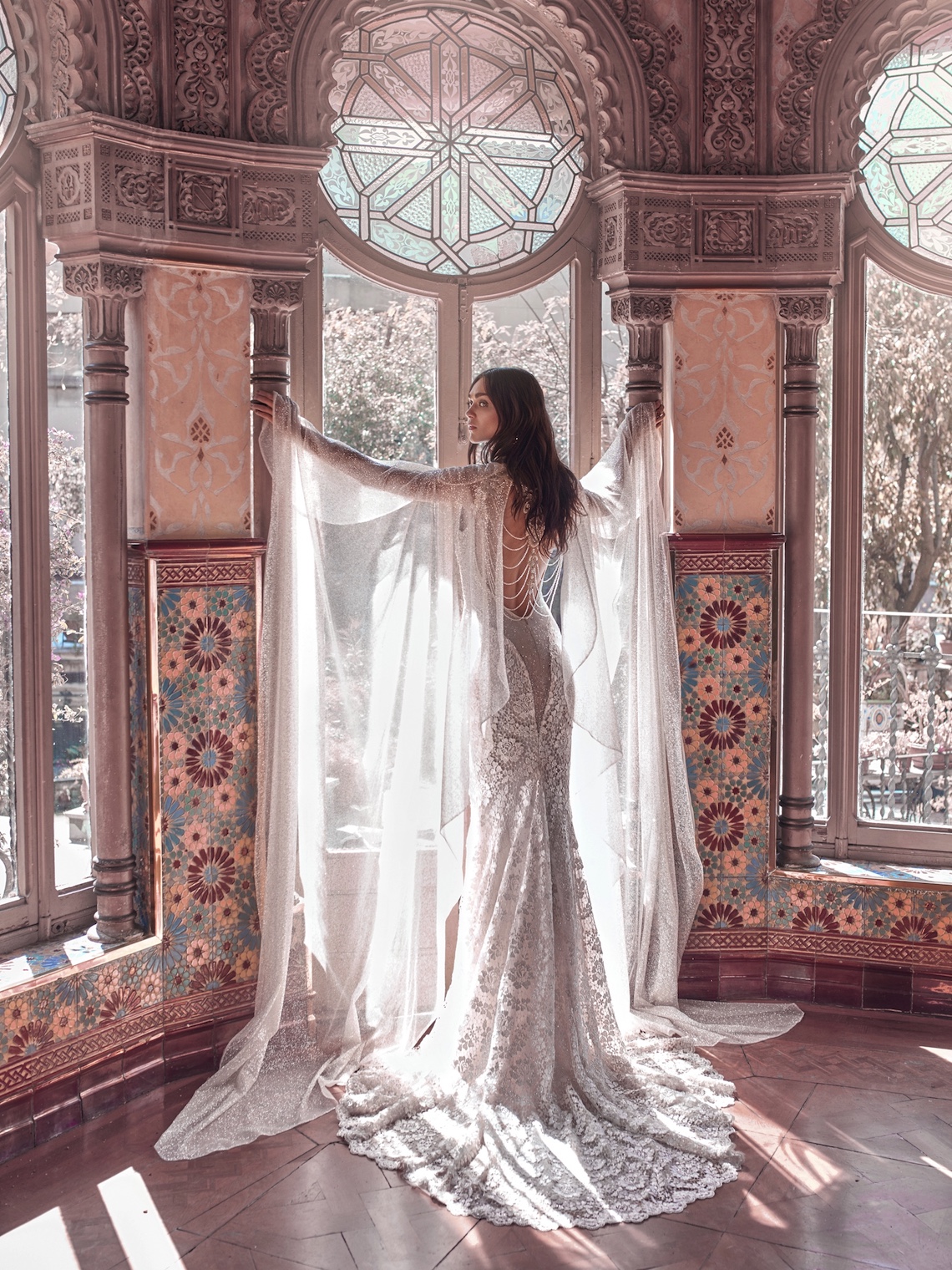 Rayne and Stardust cape back Galia Lahav Wedding Dress Collection 2018 20