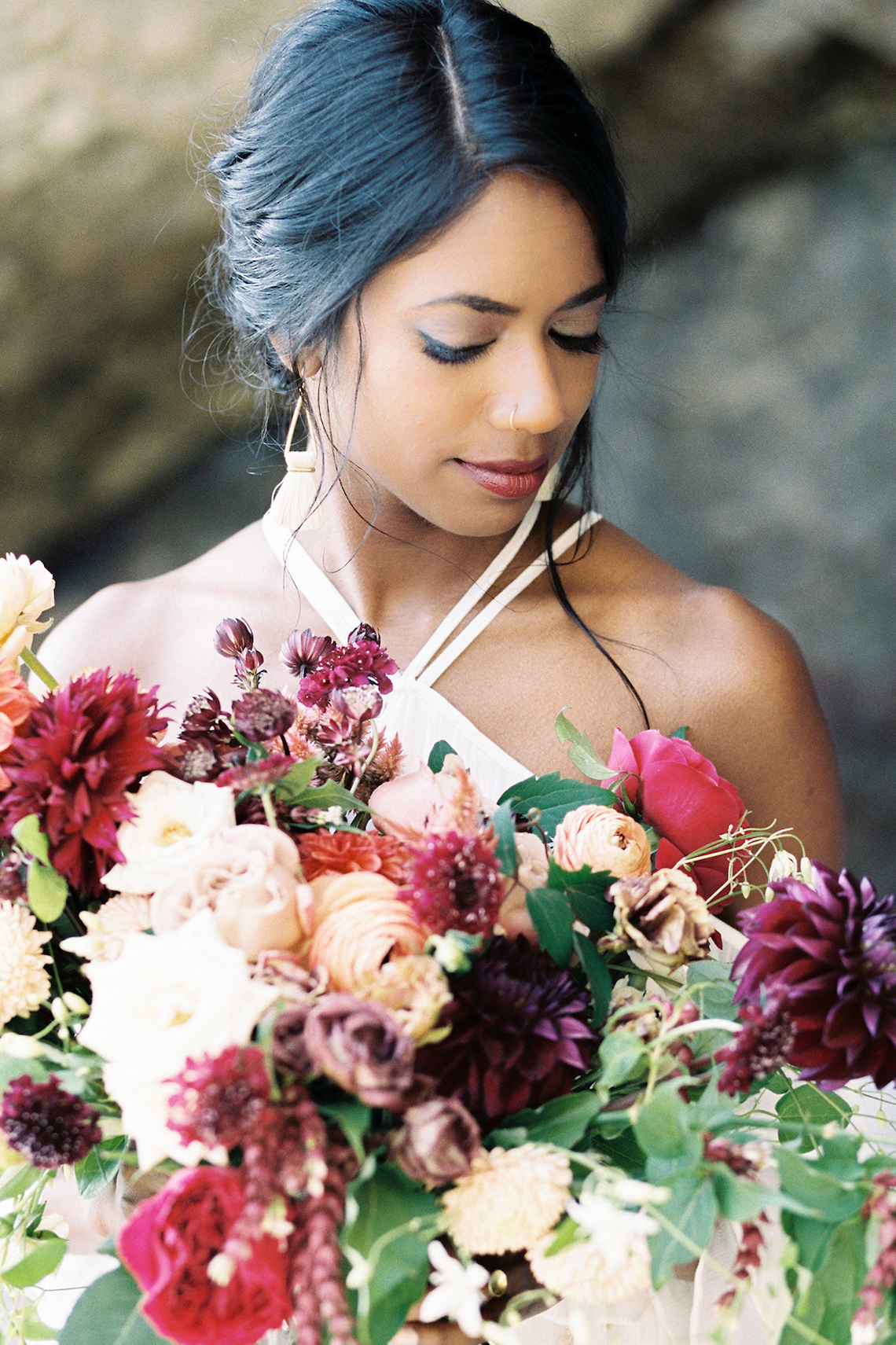 Artistic Burgundy & Fig Beach Wedding Inspiration | Rosencrown Photography 19