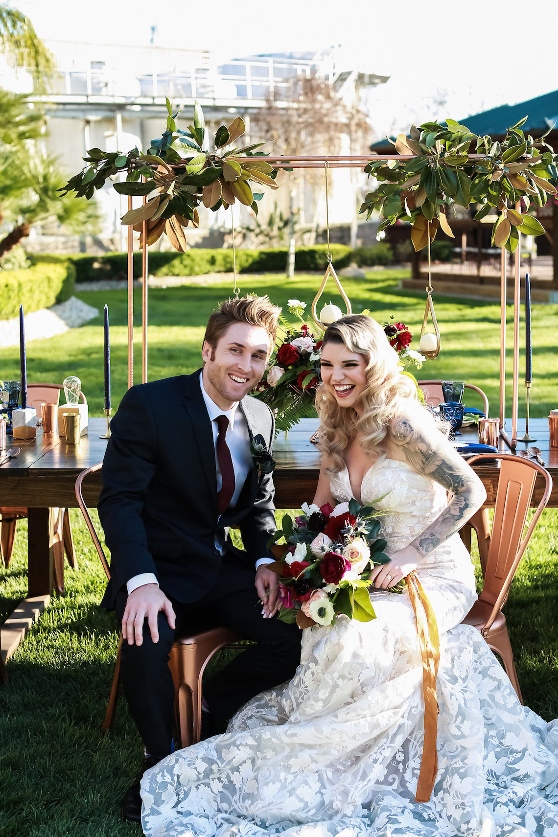 Metallic Copper Wedding Inspiration With A Creative Hexagon Altar – Allie Marion 16