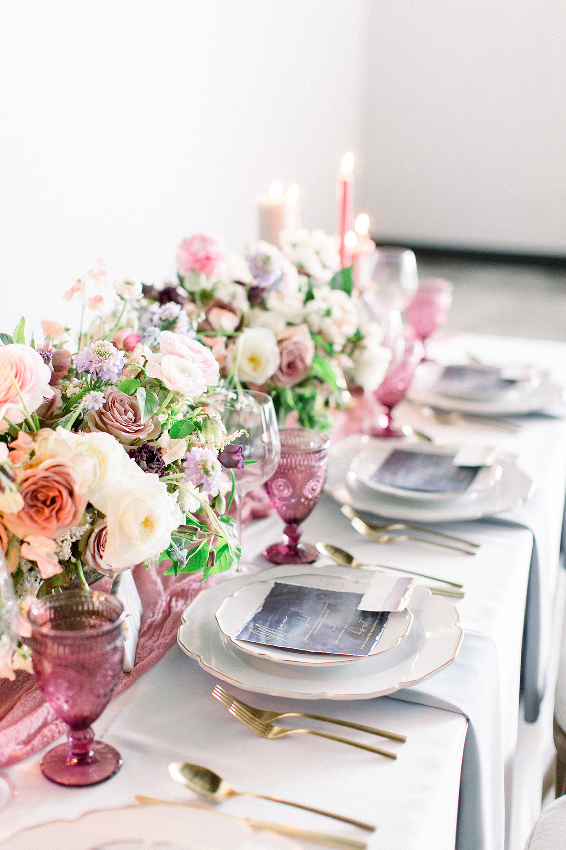Pretty Mauve & Lilac Wedding Inspiration (With A Pink Leather Bridal Jacket!)