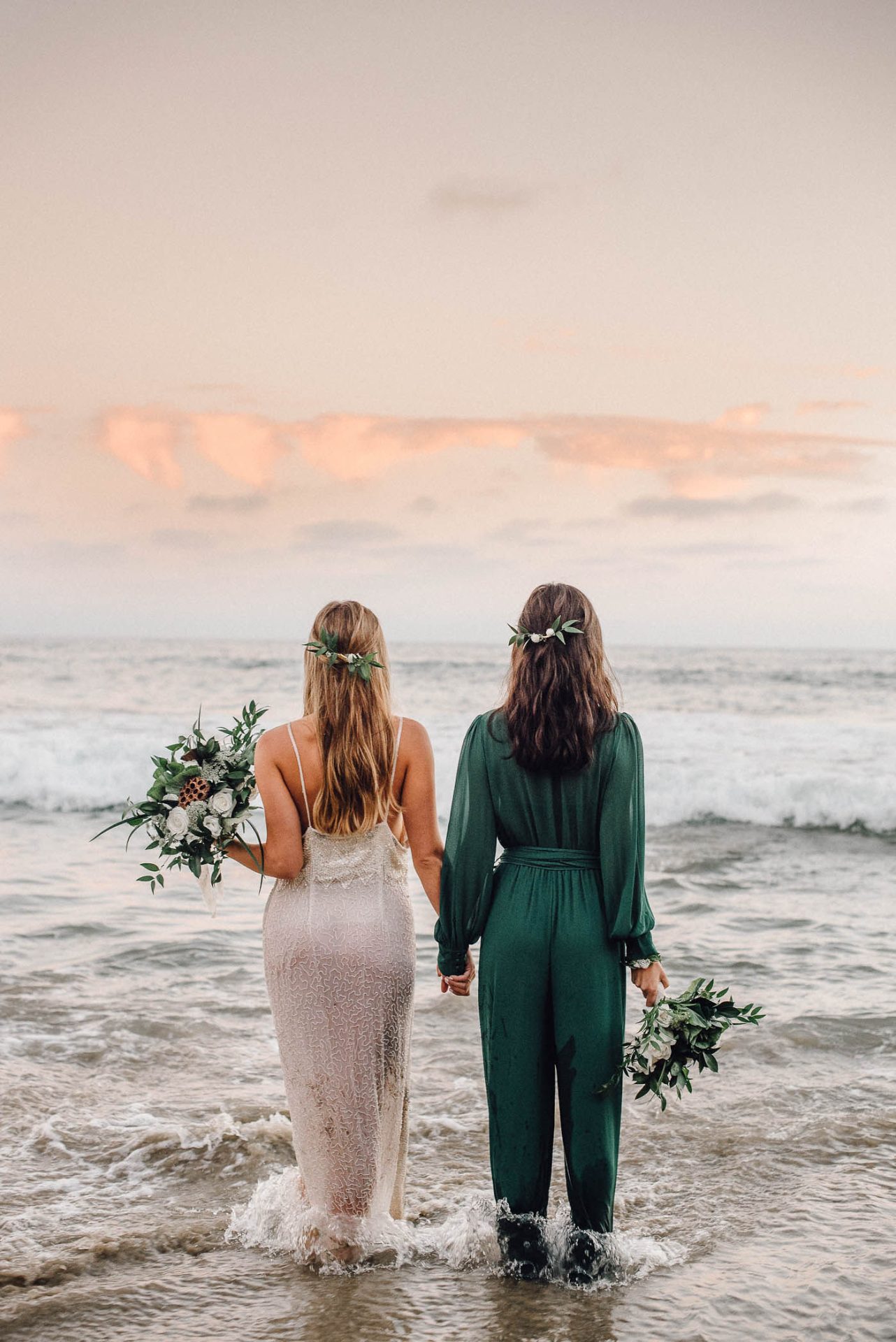 Romantic Same Sex Beach Elopement Inspiration in Earth Tones – Kalon Weddings Photography – Chloe Nicole Weddings 41
